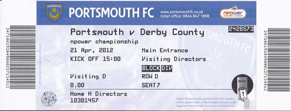 Portsmouth FC v Derby County FC